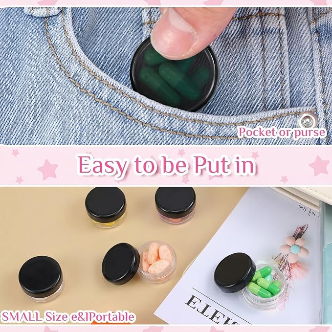 Small Pill Organizer Box, 8 Pcs Travel Pill Case Holder Portable Daily Mini Pills Container BPA Free Pocket Pills Medicines Storage Container for Pocket Purse Briefcase Medicines Storage Box