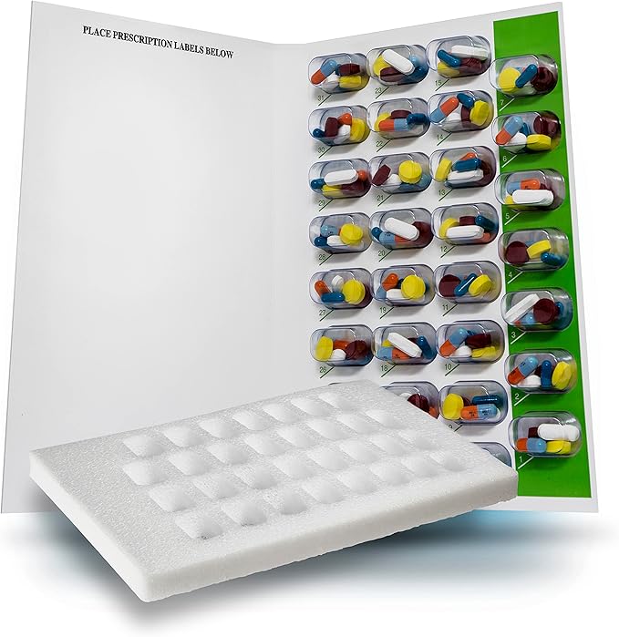 SureMed 31-Day Multi-Med Disposable Blister Card with Foam Sealing Template & 26 Cards & 26 Blisters