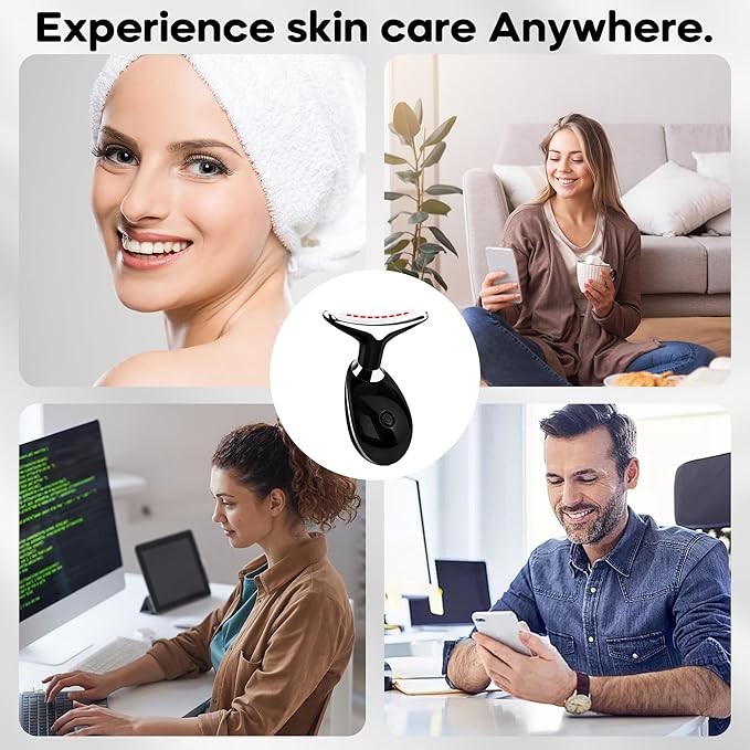 Facial Massager, Portable Face Neck Massager Wand for Skin Care (Black)