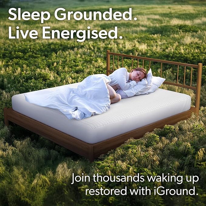 Grounding Sheet (Organic Cotton with Silver Fibres), Deep Sleep, Recovery & Sleep Optimisation, Grounded Bed Sheet for Natural Sleep Therapy, Breathable Fitted Sheet, Deep Pocket, King, White