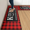 Arttown Black Red Anti-Fatigue Kitchen Rug Set of 2 Buffalo Plaid Cushioned Floor Standing Mat Waterproof Non-Slip Mat and PVC Ergonomic Comfort Foam Rug