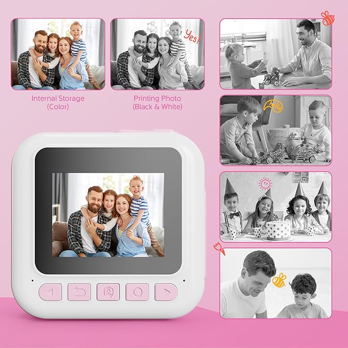 Contixo KC4 Kids Camera Instant Print, Pink 2.4” Screen Children Digital Printing Cameras with 1080P Video, 16X Zoom, 32GB Storage, Toddler Portable Travel Toys for Age 3 Years Up Girls Boys