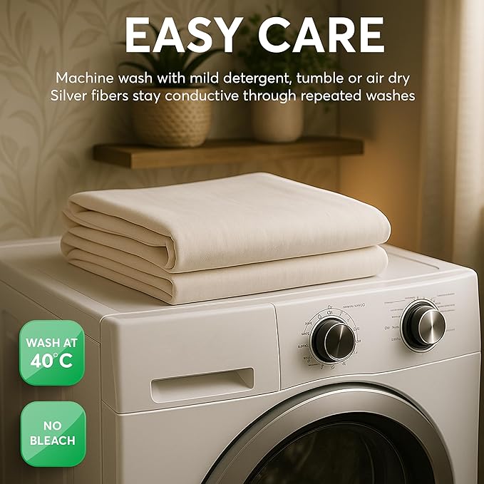 Emberix Grounding Sheets King Size, 12% Pure Silver Fiber Earthing Bed Sheet, 88% Cotton Soft & Breathable, Grounded Sheets Deep Pocket 15" with Eye Masks & Ear Plugs for Rest & Wellness (White)