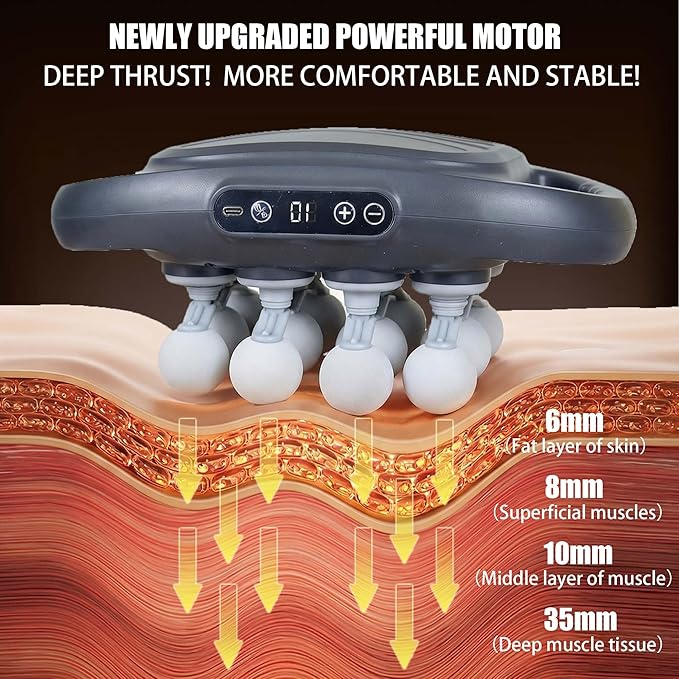 16 Head Massage Gun Deep Tissue, High Power Percussion Massager with 9 Styles & Levels, Uiet Muscle Massage Gun for Back, Shoulders, Legs, Foot, Body Muscle Pain Relief