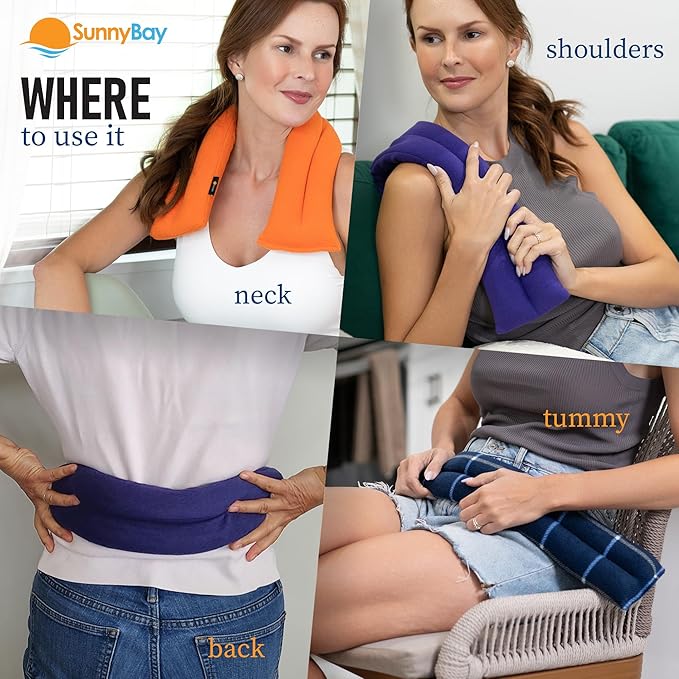 SunnyBay Microwave Heating Pad, Microwavable Heated Neck and Shoulder Wrap, Soothing Weighted Moist Heat or Ice Pack with Flaxseed and Lavender, 26x5 Inches, 2.5 lbs, Leopard