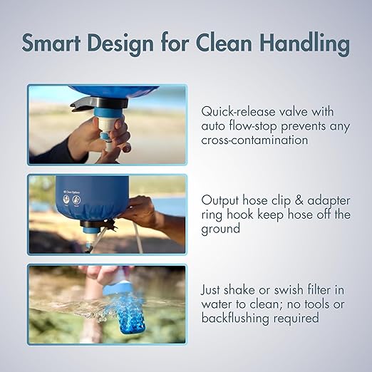 Katadyn Gravity BeFree 6L Water Microfilter, Camping, Backpacking, Emergency Preparedness, Blue