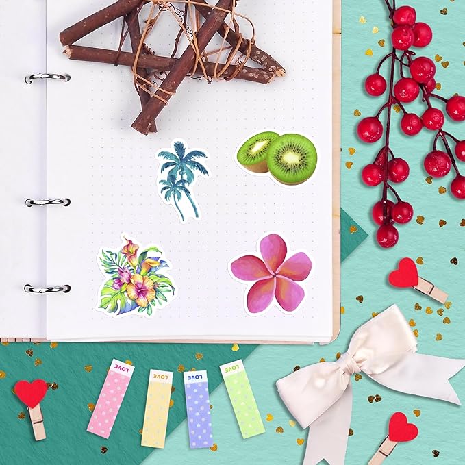 BulbaCraft Tropical Stickers, Beach Stickers for Water Bottle - Tropical Party suppliess & Decorations, Waterproof Vinyl Hawaiian Decals, Aloha Decals, Gifts for Women & Men