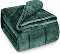 Wemore Sherpa Fleece Weighted Blanket for Adult, 15 lbs Dual Sided Cozy Fluffy Heavy Blanket, Ultra Fuzzy Throw Blanket with Soft Plush Flannel Top, 60 x 80 inches, Green on Both Sides
