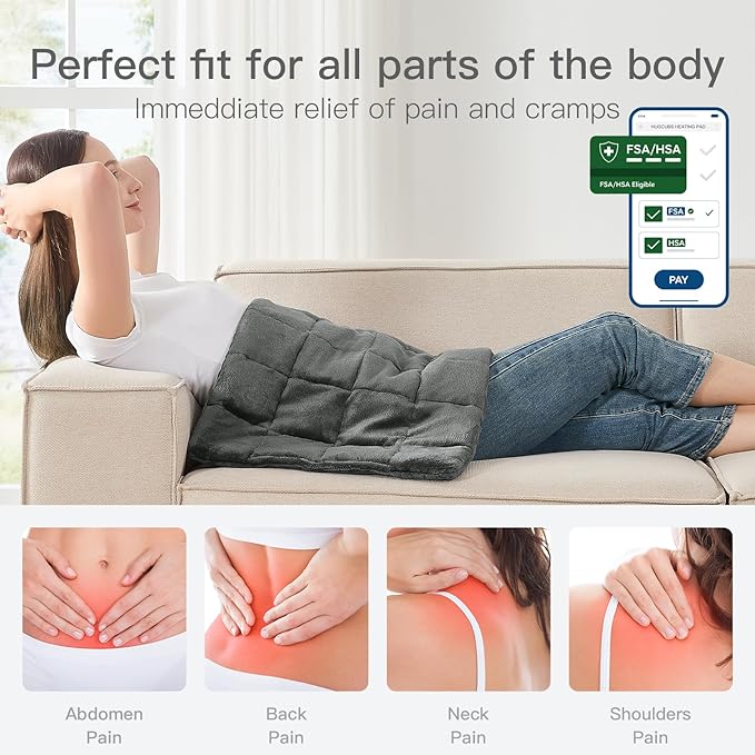 Weighted Heating pad XL 17''x33'' fsa Eligible Items only List Heat pad for Period Cramps Heating Pads Large Heated pad for Back Pain Relief Products Christmas for Mom Dad