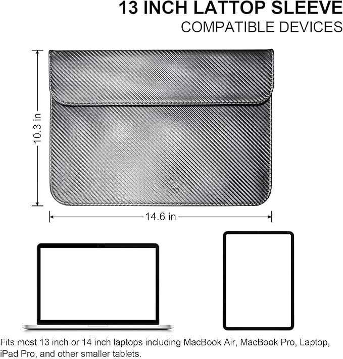 JXE JXO Faraday Bag for Laptops & Tablets, 14 Inch Laptop Sleeve Case with Laptop Stand, 2 Stand Modes, Slim Waterproof PU Leather Sleeve Cover Anti-Tracking Signal Blocking Pouch, Grey