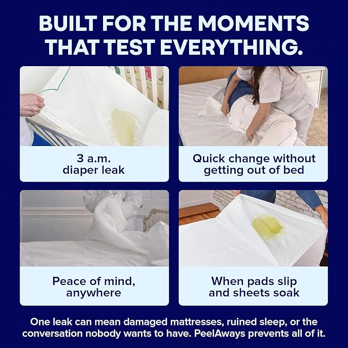 PEELAWAYS Waterproof Disposable Bed Sheets – for Use in Home Mattresses, Hospital Beds, Massage Tables, Hotels, and Campers – Comes with 5 Quick and Easy Peel Away Layers for Your Use
