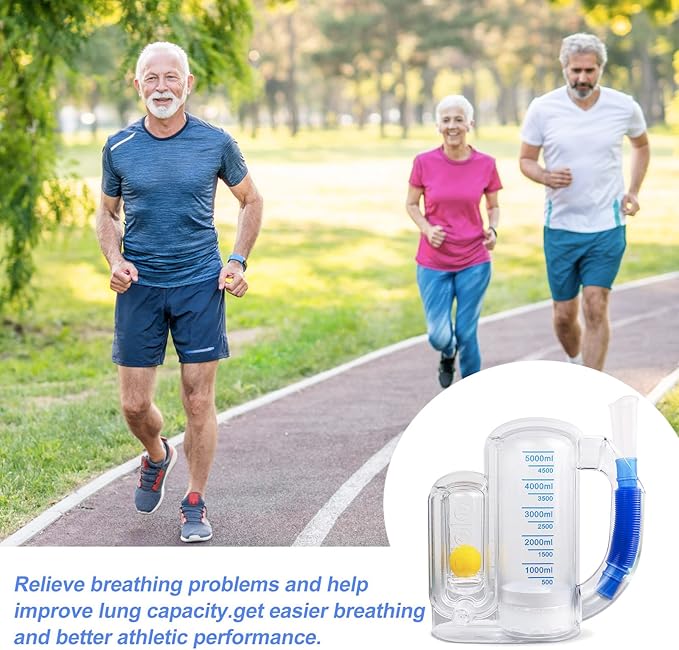Incentive Spirometer Adult,Breathing Exercise Device for Lungs,Deep Breathing Trainer for Children and Adult,5000ml Volume Measurement with Flow Rate Indicator.