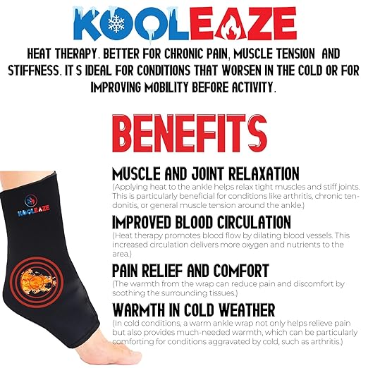 KOOLEAZE Reusable Gel Ice Pack Sleeves for Hot and Cold Therapy – Multipurpose Support | Pain Relief, Swelling Reduction, and Injury Recovery - Ankle