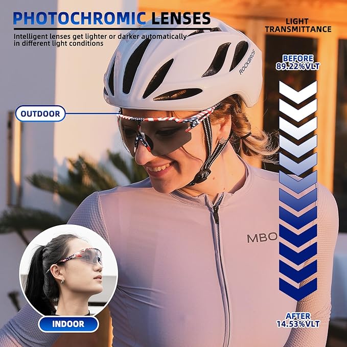 ROCKBROS Photochromic Sports Sunglasses for Men Women Cycling UV Protection