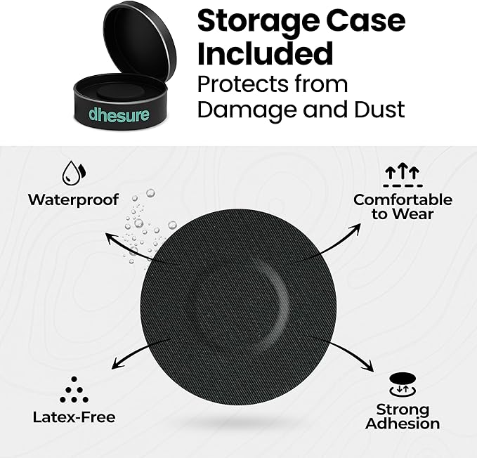 Adhesive Patches for Dexcom G7 & Stelo CGM that Stay for 10-15 Days - Sweatproof & Waterproof Over Patches - Overpatches for Continuous Glucose Monitor Sensor Protection, Black - 40 Patches