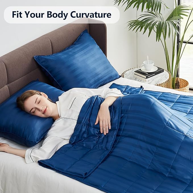 Weighted Blanket Twin Size (48"x72" 10lbs),Ultra Soft and Cozy Cooling Weighted Blanket for Adult,Heavy Blanket with Machine Washable Soft Blanket, Navy Blue