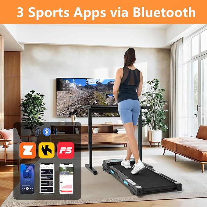 Ksports Walking Pad & Folding Treadmill – 2.5HP, Sit-Ups Mat, Bluetooth App, Portable Wheels | Incline, Desk, Dual Displays, 308 lbs & 265lbs Capacity