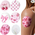 Geiserailie 30 PCS Adhesive Patch Compatible with Libre 3 Pre-Cut Flowers Pink Bow NO Glue in The Center Sensor Cover for Continuous Glucose Monitor Long Fixation Flexible Breathable