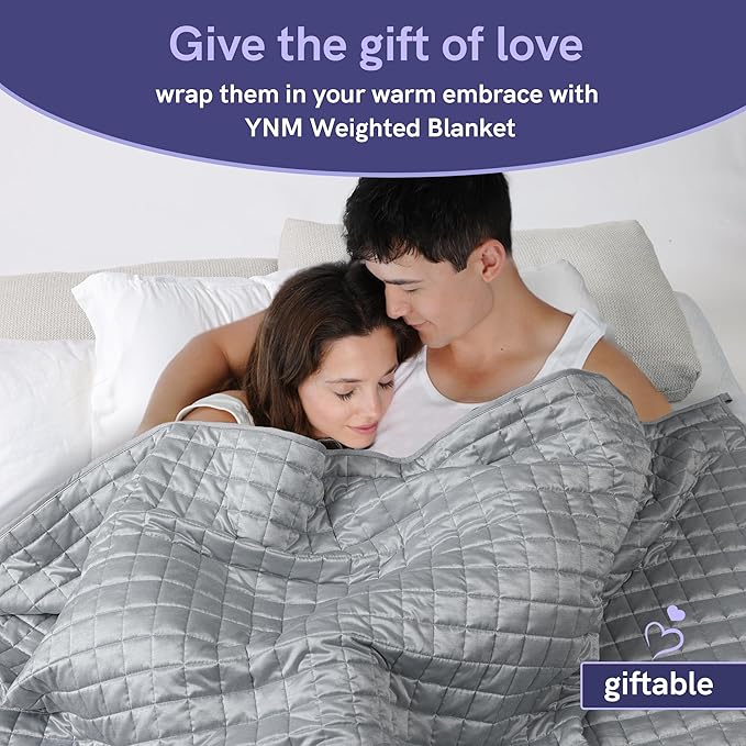 YnM Cooling Weighted Blanket for Adults, 15lbs Heavy Bed Throw Comforter with 100% PE Fabric, Ideal for Hot Sleepers or Summer Days(48x72 Inches for Twin/Full Bed, 15 Pounds, Grey)