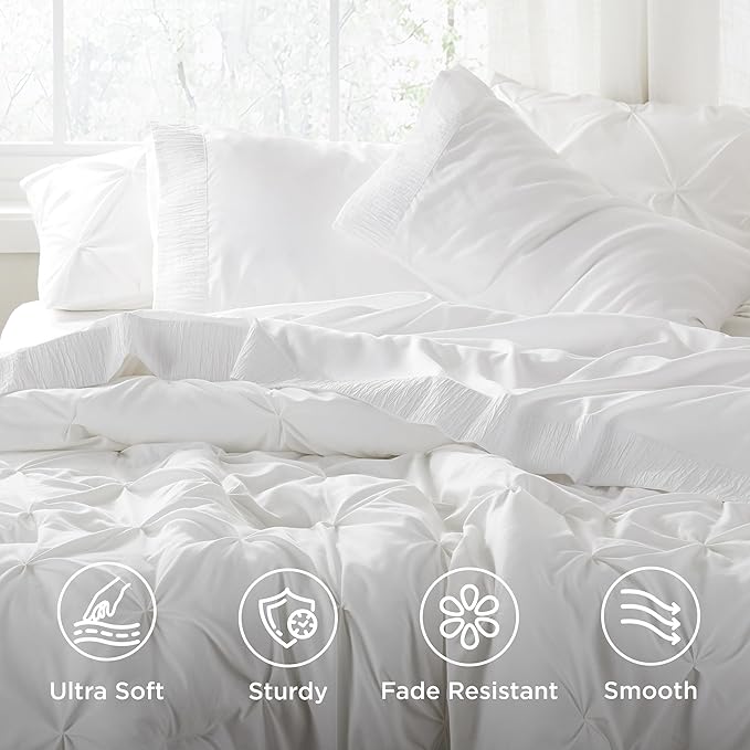 Bedsure Twin XL Sheet Sets Dorm Bedding - 3 Pieces Soft Extra Long Twin Sheets, Hotel Luxury, Easy Care Microfiber for Women, Men, White