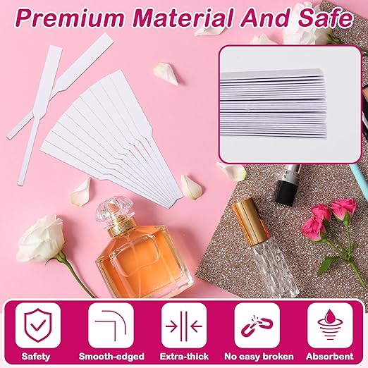 600 Pieces Perfume Tester Strips with Storage Box, Larbeti Paper Fragrance Tester Strips Disposable Essential Oils Test Card White Fragrance Blotter Paper Cards