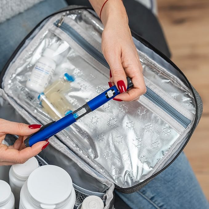 Medicine Bag with 7-Day Pill Organizer & Medical ID Card | Insulin Cooler Travel Case & Med Bag with Temp Control & Zipper Pouch for Injectables | Cold Storage Medicine Organizer
