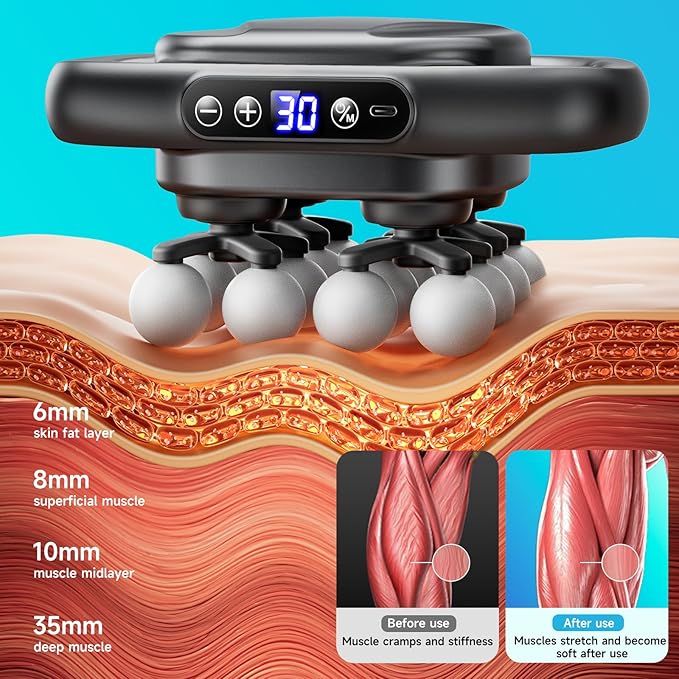 Upgraded Mini 16-Head Massage Gun, Electric Deep Tissue Massage, 3 Modes, 30 Levels Of Speed, Used To Relieve Pain In Neck, Back, And Leg Muscles, Lightweight And Portable, Suitable For Small Figures