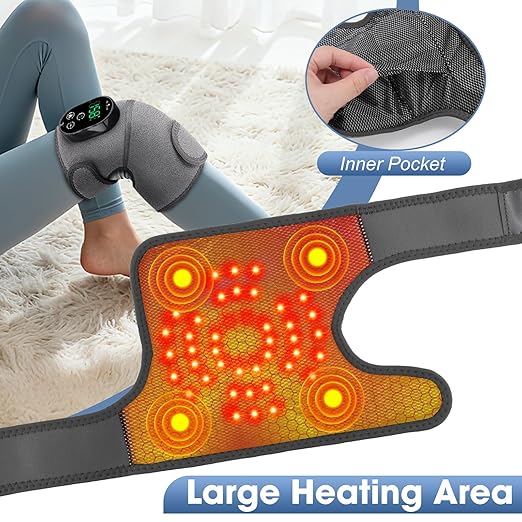Cordless Heated Knee Massager 3-in-1 Electric Knee Massager with Heat Heating Pad Elbow Shoulder Pain Relief,Heated Knee Brace for Arthritis with Massage with 3 Vibration & 6 Heating Modes