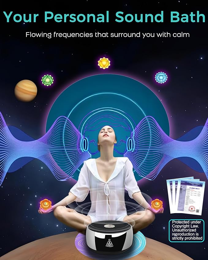 Meditation Sound Machine, Frequency Generator Instrument,PUVIDJUT Tone Device - Solfeggio Frequencies Bath for Yoga, Mindfulness,Meditation System of Chakra, 5 Tones Optional, 3 Timer Modes