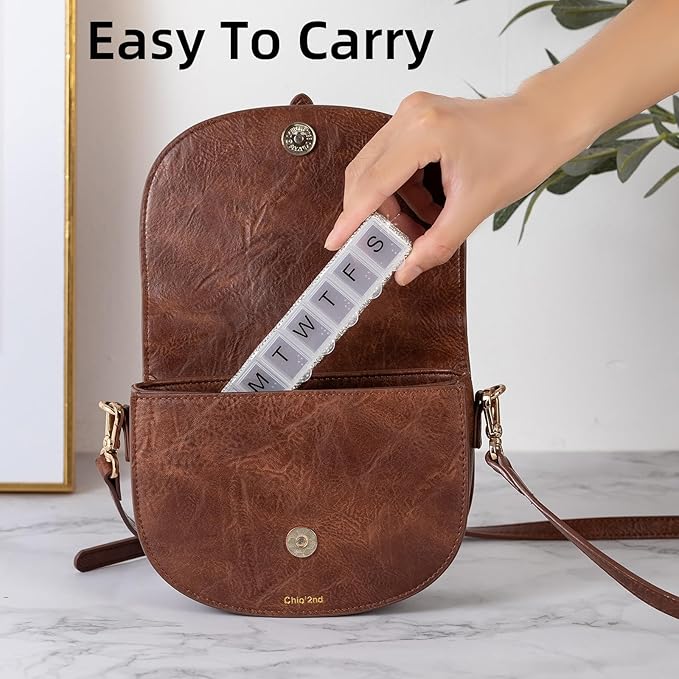 Weekly Pill Organizer 7 Day Small Pill Case Medicine Holder Daily Pill Box Bling Vitamin Container Medication Cases Organizers(Black)