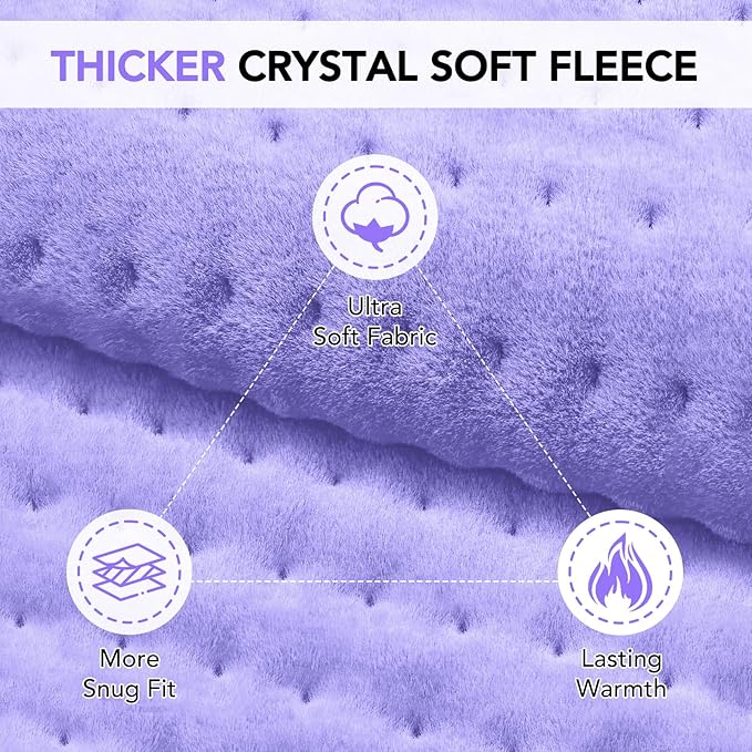 Heating Pad for Back Pain Relief - 24"x12" Electric Heat Pad,6 Heat Settings & 4 Auto Off, Machine Washable,Overheat Protection,for Shoulders,Neck,Period Cramps,Gifts for Women Mom Her Wife [Purple]