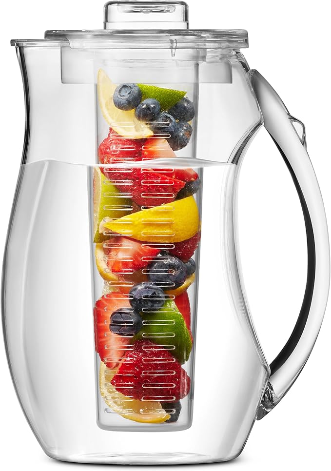 Water Infuser Pitcher By Home Essentials & Beyond – Shatterproof Acrylic – Elegant Durable Design – Ideal for Iced Tea, Fruit Infused Water and Juice (93 oz)
