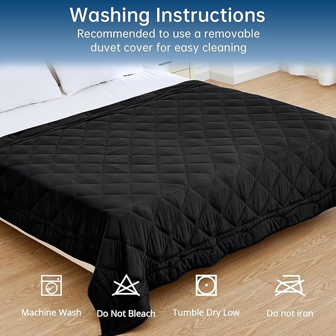 OMYSTYLE Weighted Blanket for Adults (30lbs, 80''x87'') - Queen/King Size Heavy Throw Blanket, Breathable and Cooling Microfiber Material with Premium Glass Bead for All Season Use, Black
