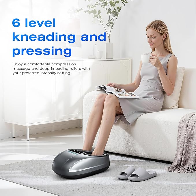 Shiatsu Foot Massager with Heat - Electric Massage for Plantar Fasciitis, Neuropathy Pain Relief & Circulation, Deep Tissue Kneading for Heel, Arch, Ankle - Gift for Men & Women, Seniors, Parents