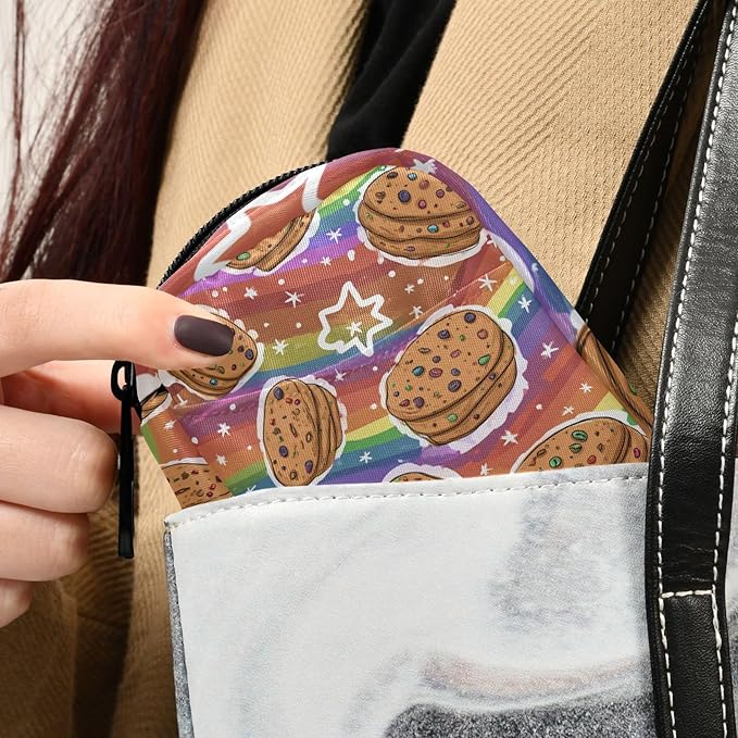 Colorful Striped Cookies and Stars Travel Pill Organizer Case Box Container Weekly Portable Vitamin Medicine Holder Storage Bag with Zipper Removable