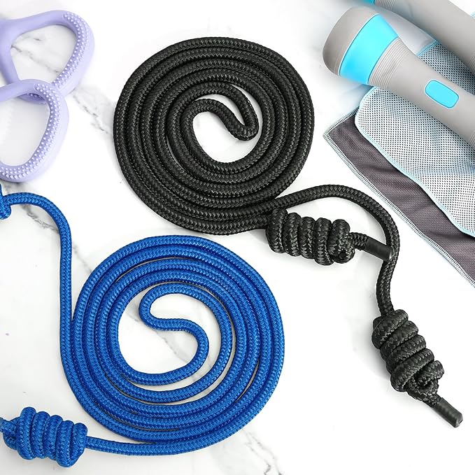 Lewtemi 2 Pcs Flow Rope for Fitness Double Woven Workout Rope Adjustable Length Flow Jump for Working out Men Women Training Exercise Gym Indoor Outdoor Beginner, 9 ft