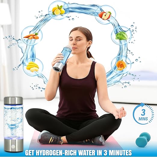ZEICO Hydrogen Water Generator Bottles – 1680PPB, SPE PEM Technology, 3Min Rapid Hydrogen Water Generator, Portable 420ml Rechargeable Ionizer Machine for Home, Office, Fitness & Wellness (Silver)