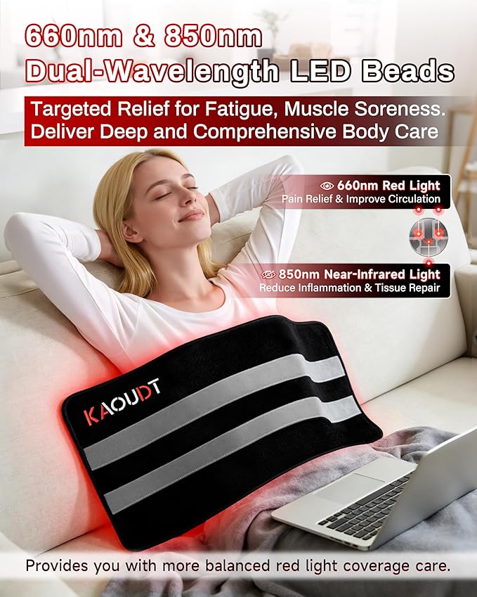 Red Light Therapy Mat 29.3" x 13", 330 LEDs Medical-Grade TPU Red Light Therapy Pad, 660nm&850nm Infrared Light Therapy for Body Pain Relief (Black)