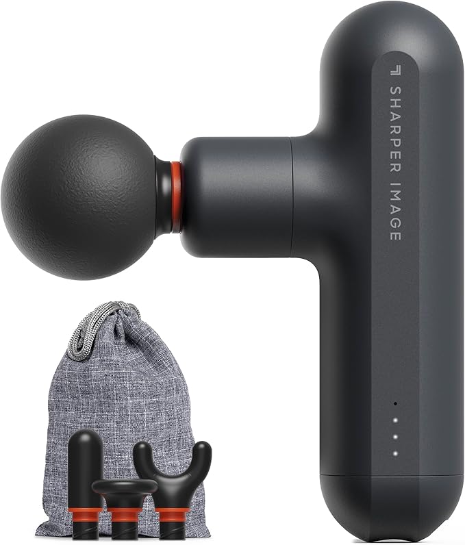 Sharper Image Powerboost Move Aero [New 2026 Version] Mini Deep Tissue Percussion Massage Gun| Muscle Recovery & Pain Relief Massage Tool| Full Body Back & Shoulder Massager| Gift for Men Women