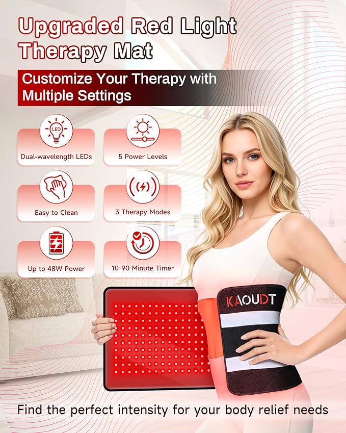 Red Light Therapy Mat 29.3" x 13", 330 LEDs Medical-Grade TPU Red Light Therapy Pad, 660nm&850nm Infrared Light Therapy for Body Pain Relief (Black)