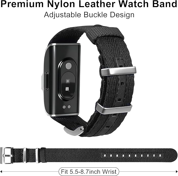 Nylon Leather Compatible with Hume Band Replacement,Adjustable Clasp Buckle & Loop Closure for Secure,Sport Lightweight Fabric Strap for Hume Health Band Fitness Tracker Women Men