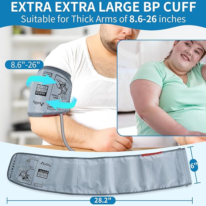 8.6-26 Inches (22-66cm) XXL Blood Pressure Cuff with 6 Connectors, Extra Large BP Replacement Cuff Compatible All Automatic Blood Pressure Monitors, for Normal and Big Arms (BP Cuff Included Only)