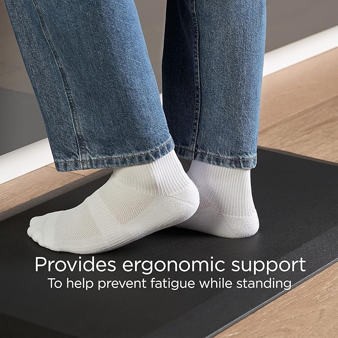 Union & Scale Flexfit Anti‑Fatigue Floor Mat, Cushioned Ergonomic Standing Mat, Non‑Slip Waterproof, 31.5" x 19.5", Black, 2‑Pack