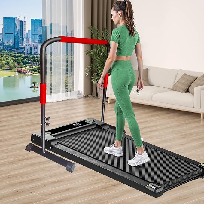 Adjustable Handle Bar for Walking Pad Only- Universal Fit 23" Wide, Max Height 43", Sturdy Support Attachment (Black Green)