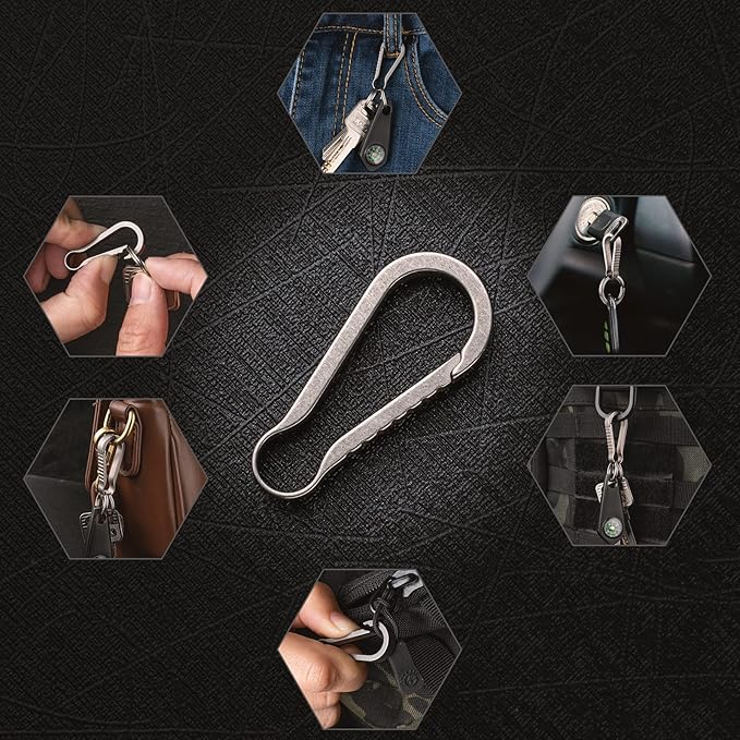 TISUR Titanium Pill Case Keychain Pill Holder+Titanium Key Chain Clip Hook