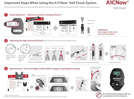 A1CNow SelfCheck, A1C Home Test, Includes Analyzer and 4 Tests, Displays Results in 5 Minutes, For Monitoring Glycemic Control in People with Diabetes, Fingerstick Sample