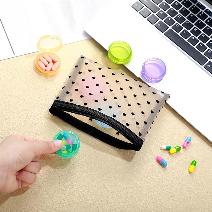 Patelai 6 Packs Small Pill Organizer Box, Travel Pill Container Portable Daily Mini Medicine Case Holder for Pocket Purse Briefcase Cod Liver Oil Jewelry Beads Earplug Storage Box(Fresh Color)