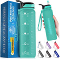 Hydration Nation (32oz Water Bottle With Time Marker - Leak Proof Water Bottles With Times To Drink For Fitness & Sports - 32oz Water Bottle With Straw For Drinking - Water Tracker Bottles (Mint)