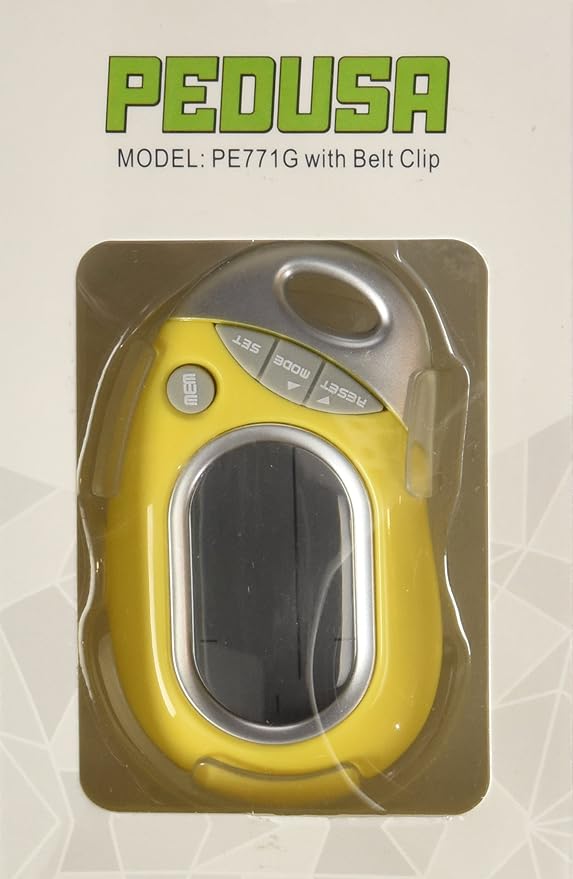 PE771 Walking 3D Pedometer with Clip and Strap | 7 Day Memory, Accurate Step Counter, Walking Distance Miles/Km, Calorie Counter, Target Goal, Active Time