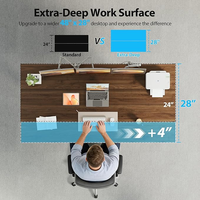 Agilestic Electric Standing Desk, 55 x 28 Inches Height Adjustable Desk, Sit Stand up for Work Office Home, Ergonomic Rising Computer Table with Memory Preset, Dark Walnut